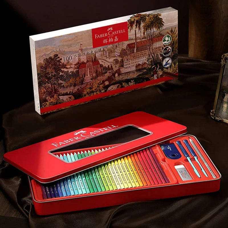 100 цветов Faber-Castell водорастворимые цветные карандаши набор для рисования профессиональный карандаш для рисования школьные художественные принадлежности