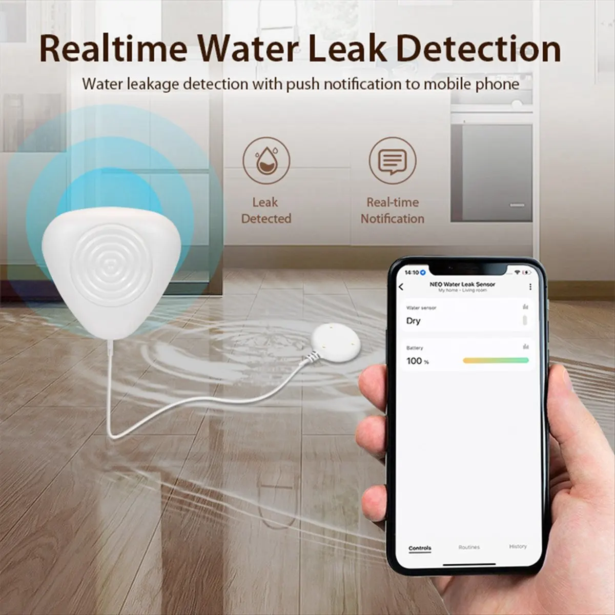 SWXF Tuya Zigbee Water Level Sensor Smart Water Leakage Alarm Detector Overflow Security Protection Tuya