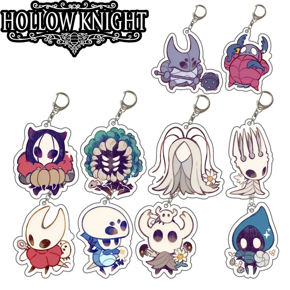 Game Hollow Knight Q Version 6cm Acrylic Stand Keychain Cute Anime Figures Desktop Decoration Ornament Hollow Knight Hornet Pure