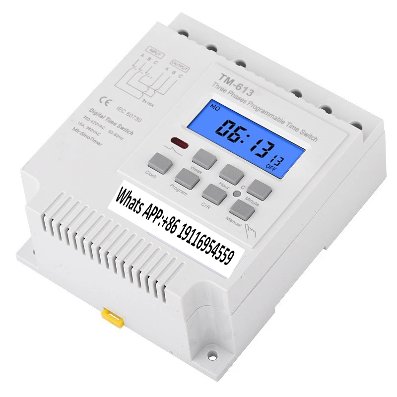TM613 backlight intelligent three-phase timer switch/microcomputer time control switch/water pump timing switch 380V