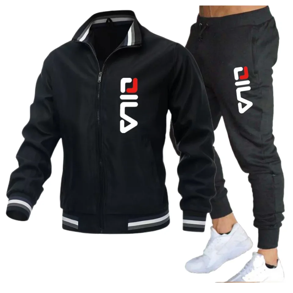 Conjunto de ropa deportiva para hombre, traje deportivo de 2 piezas, chaqueta y pantalón, chándal de marca a la moda, primavera y otoño, novedad