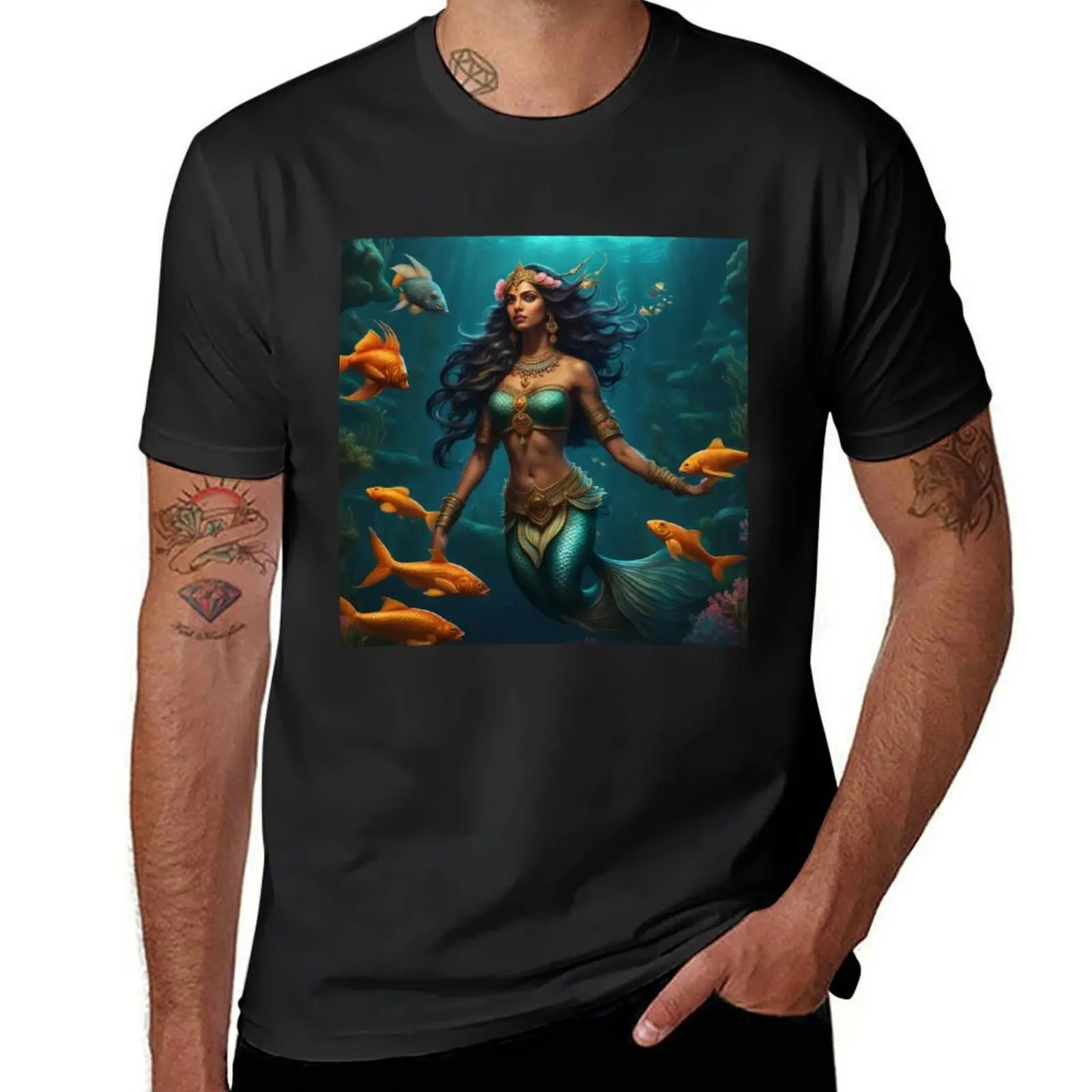 Indian Mermaid Swimming With Fish T-Shirt plain boys whites mens t shirts