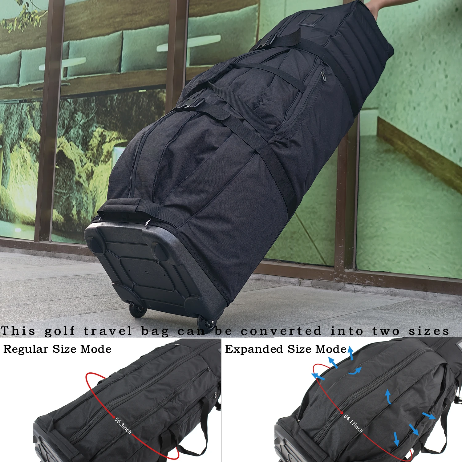 

Universal Adjustable Golf Travel Bag, Fits Stand, Standard & Professional Golf Bags with Large Storage Pockets