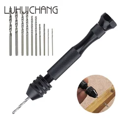 Mini Micro Aluminum Hand Drill With Keyless Chuck HSS Steel Twist Drill Bit Woodworking Drilling Rotary Tools Hand Drill Manual