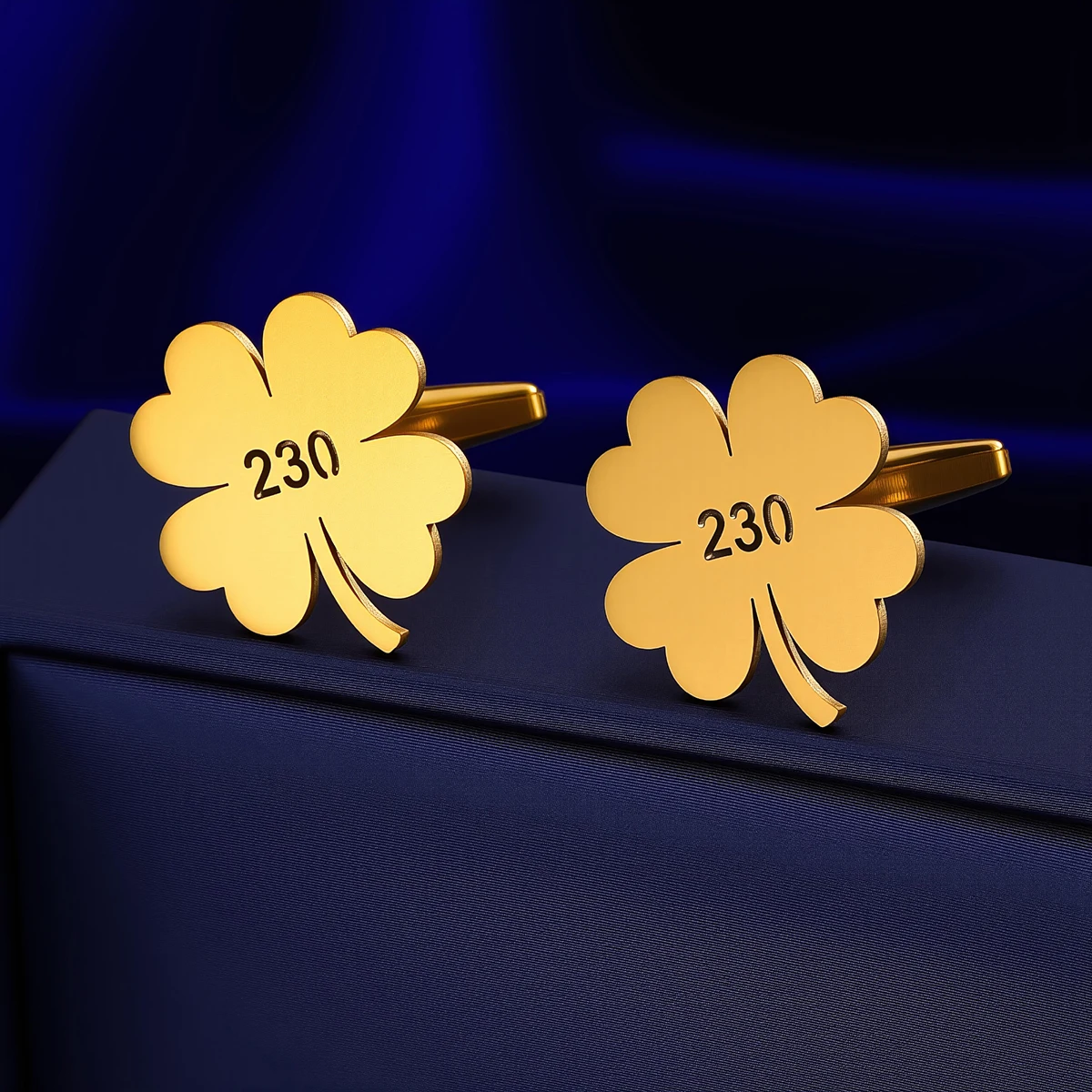 Customized Numbers Men's Lucky Clover Cufflinks Custom Suit Shirt Stainless Steel Buttons Sports Jewelry Gifts