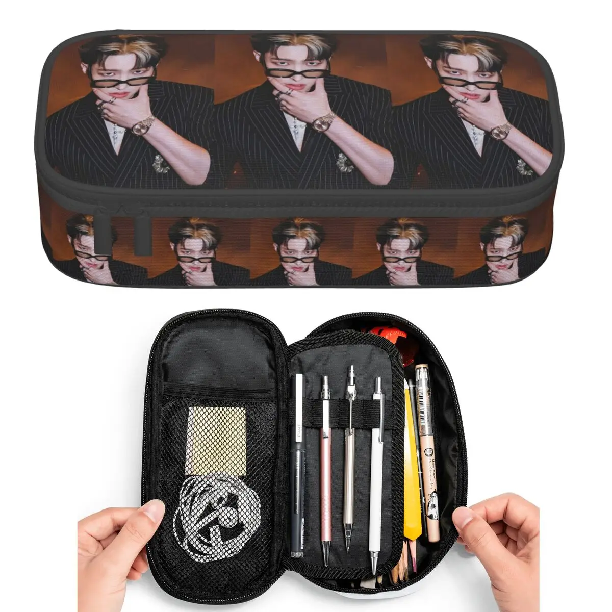 Mingi Ateez - Trousse à crayons Spin Off From The Witness Halazia, boîte à stylos pour étudiants, sac à crayons de grande capacité, porte-stylos
