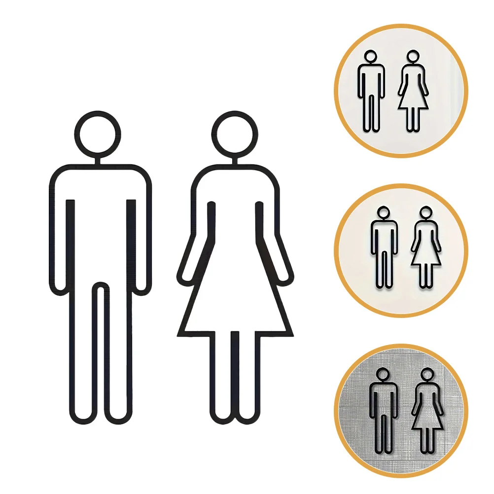 

2Pcs Sleek Black Acrylic Toilet Signs Unisex Wc Signage Easy Install Bathroom Decor Restroom Door Stickers Home Business