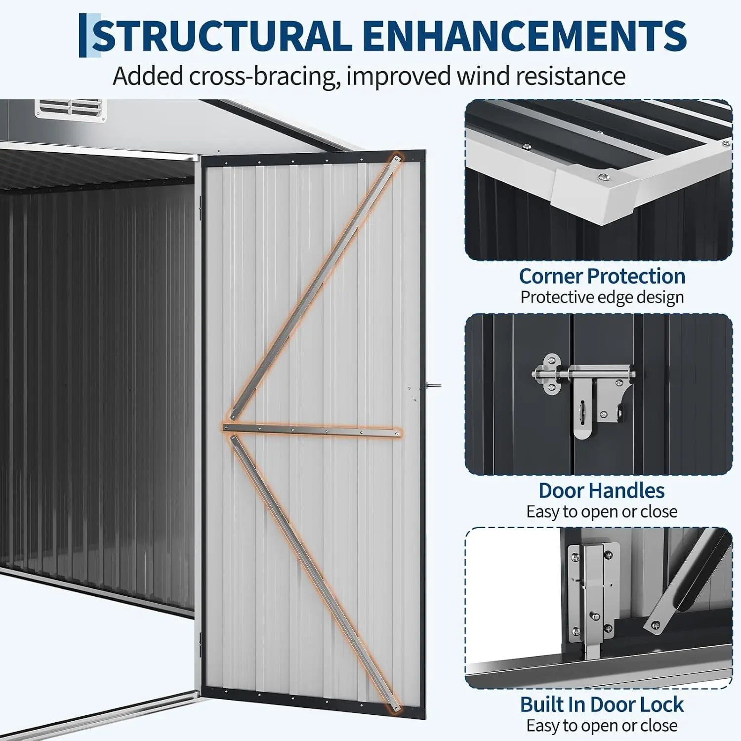 12 X 10 ft Outdoor Storage Shed, Metal Garden Sheds & Outdoor Storage with Updated Frame Structure, Backyard Garden Terrace Tool