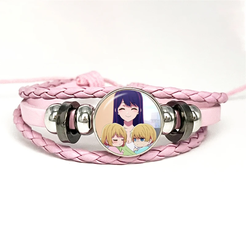 Anime Oshi No Ko Glass Leather Bracelets Gorou Akuamarin Hoshino Ai Rubii Sarina Charm Glass Dome Cosplay Bracelet & Bangles