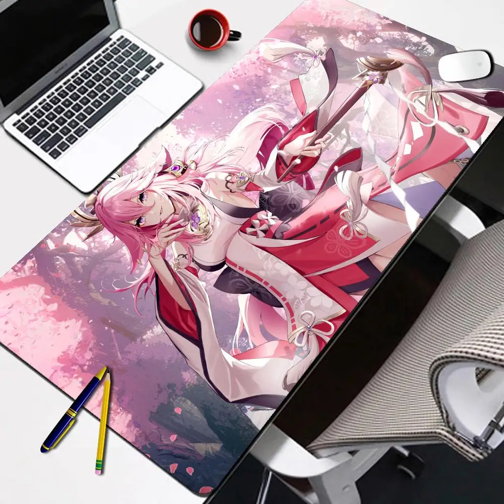 

Yae Miko Mouse Pad Pc Gamer Desk Mat Genshin Impact Gaming Accessories Mausepad Keyboard Deskmat Laptop Anime Cute Girl Mousepad