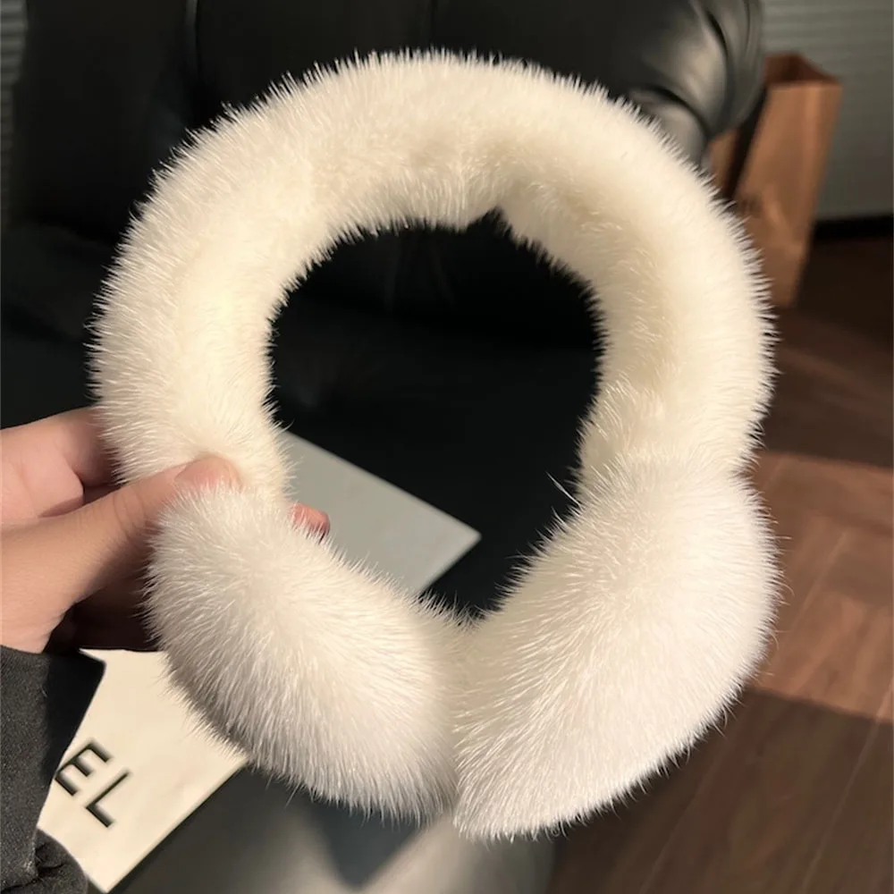 Muffle Earflap Luxury Women's Winter Warm 100% Natural Real Mink Fur Earmuffs Fashion Outdoor Cold Protection Girls Ear-Muffsear