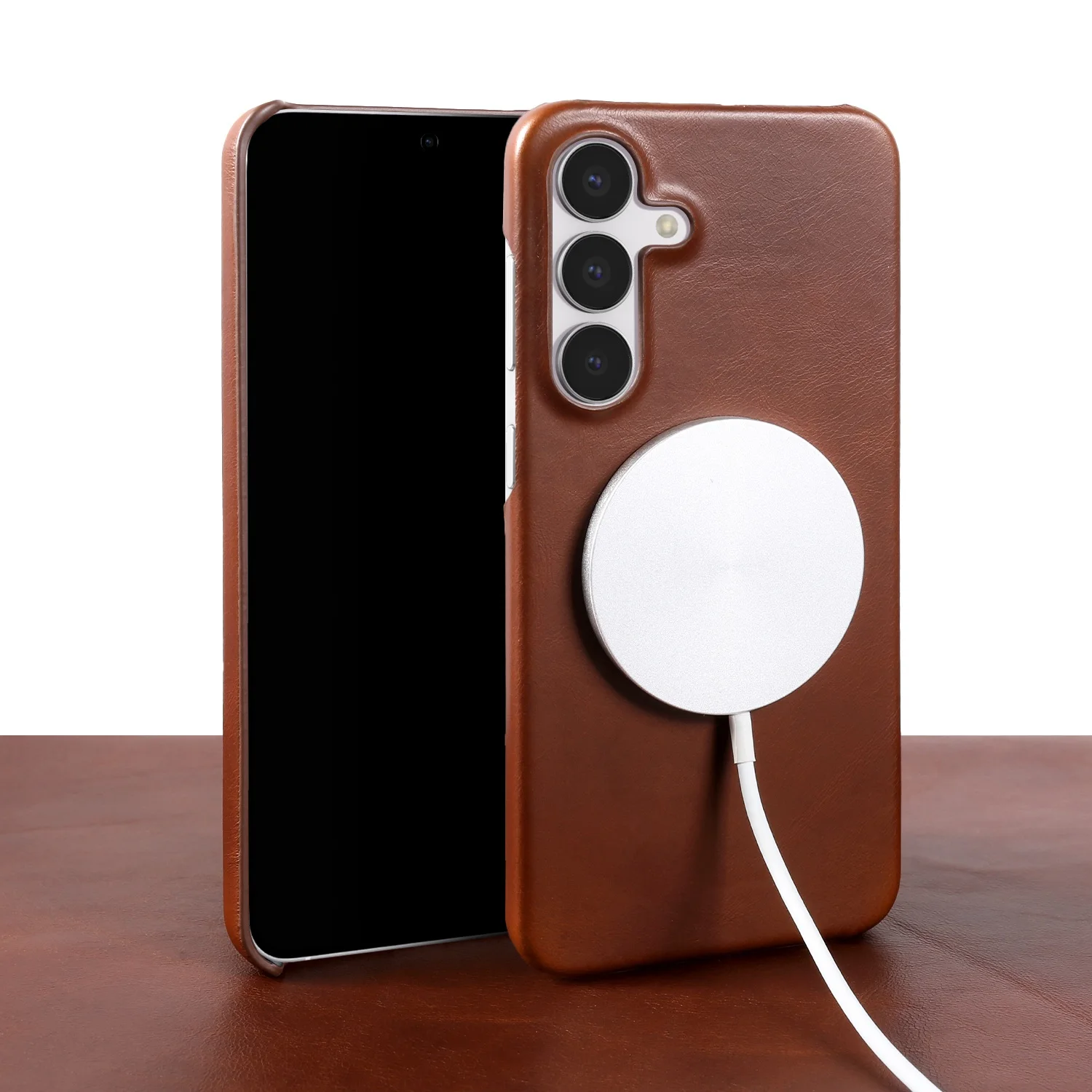 

Чехол для Samsung Galaxy S25FE S26 S24 S23 S22 S21 S20FE с поддержкой MagSafe, из натуральной кожи, с магнитной задней крышкой, для бизнеса