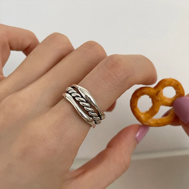 925 Sterling Silver Weave Stackable Rings For Women Wedding  Luxury Jewelry Accessories Wholesale Jewellery Argent 925