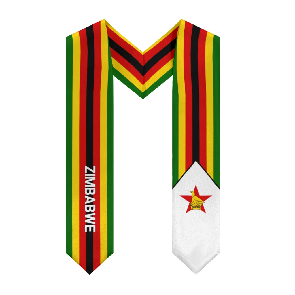 More design Graduation shawl Zimbabwe Flag & United States Flag Stole Sash Honor Study Aboard International Students