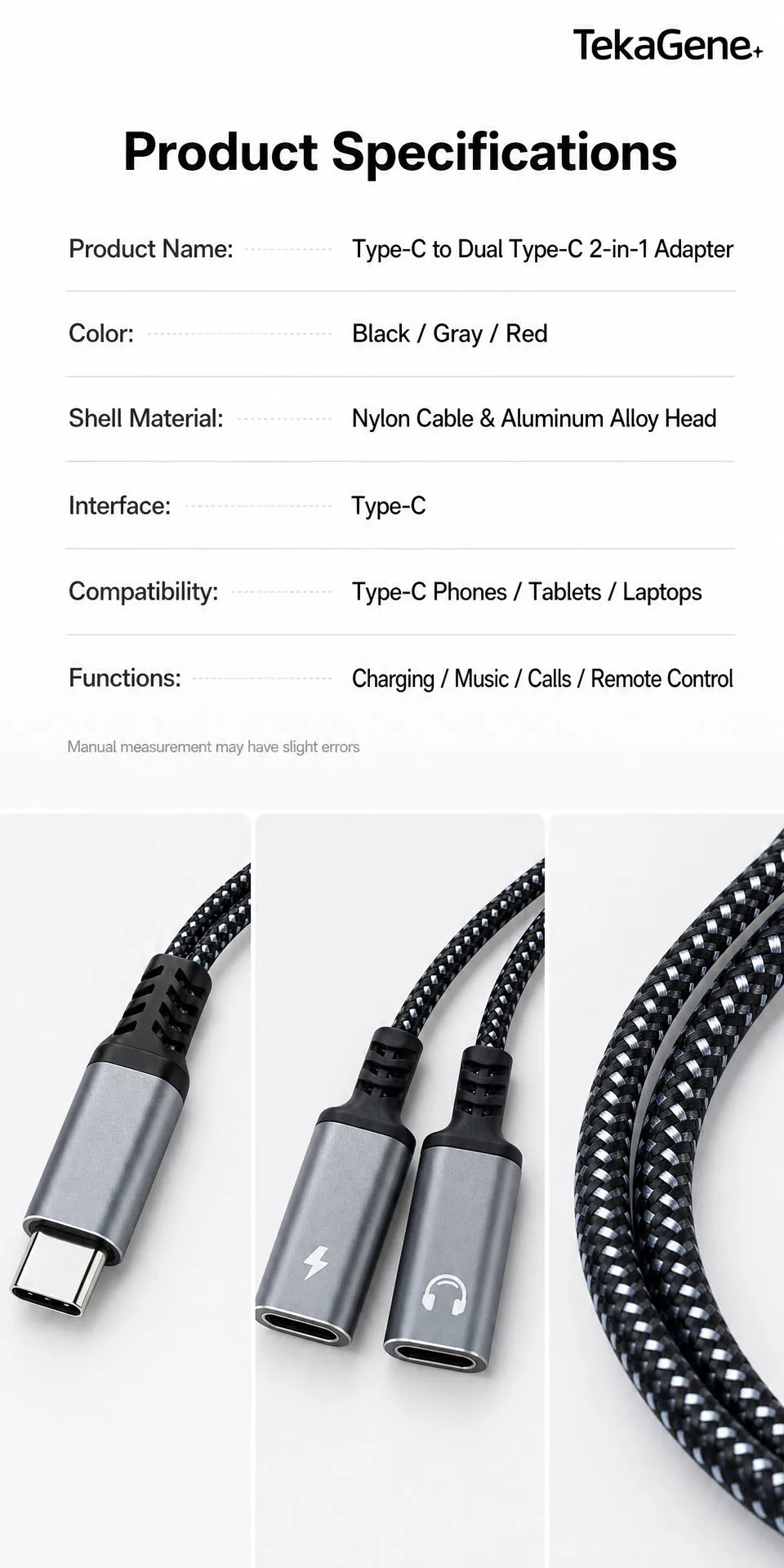 2 in 1 USB C Headphone And Charger Adapter Type C Dual Port Aux Audio Cable Fast Charging For iPhone 17 Samsung Phone Splitter