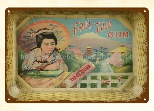 Royal Flavor Fan Tan Gum Japanese girl metal tin sign unframed art prints