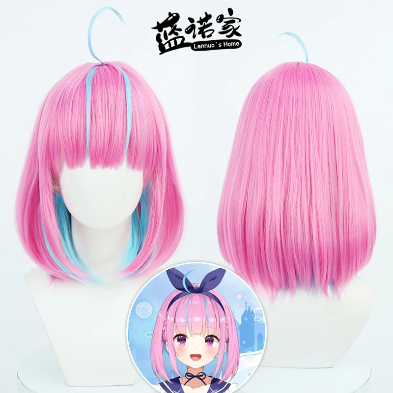 Virtual YouTuber Minato Aqua Hololive 2nd Gen VTuber Cosplay Wig Anime Roleplay Party Costume Prop Synthetic Hair