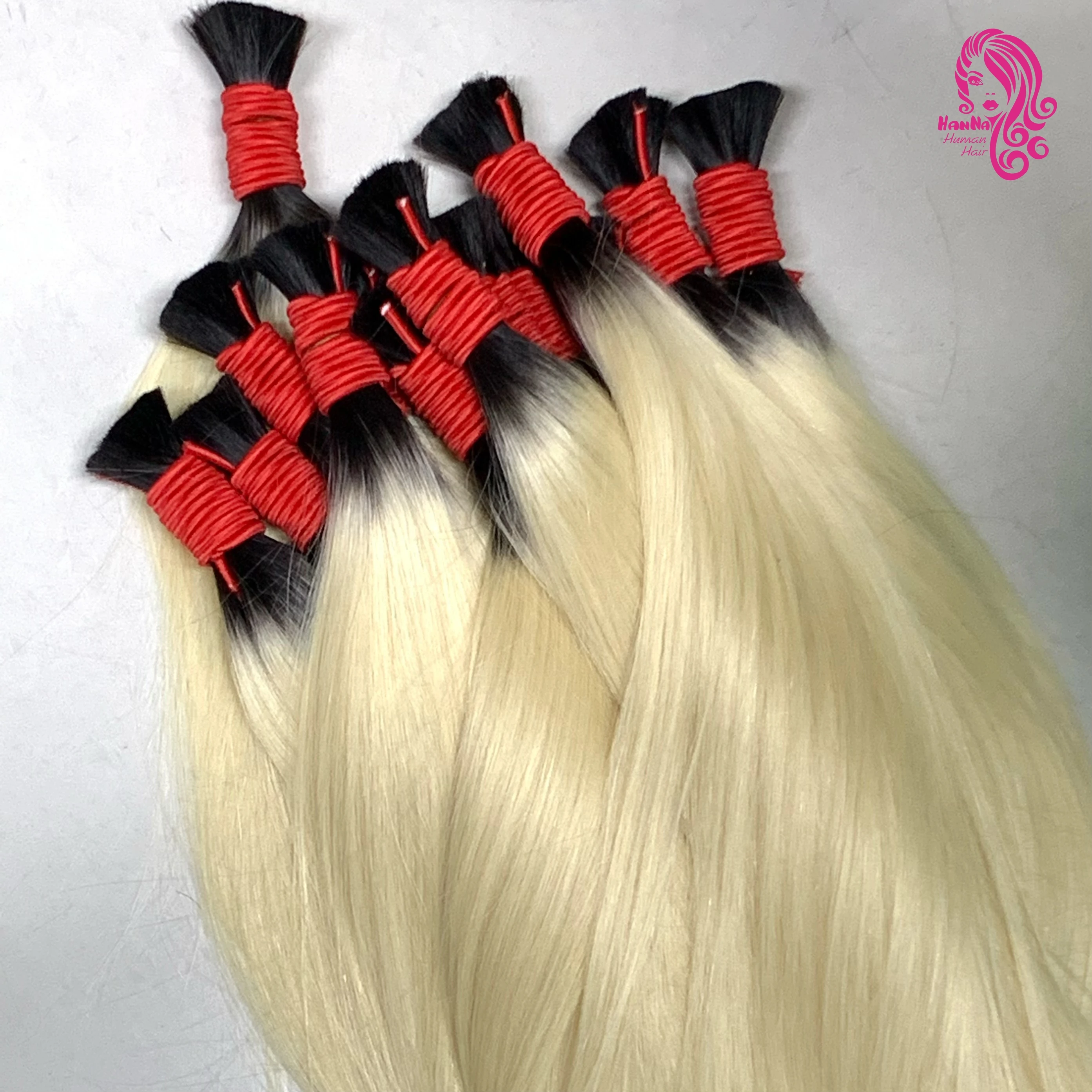 

No Weft Ombre Human Hair Bulk 613 Blonde Brazilian Virgin Original Human Hair Weave Straight 100% Natual Raw Hair