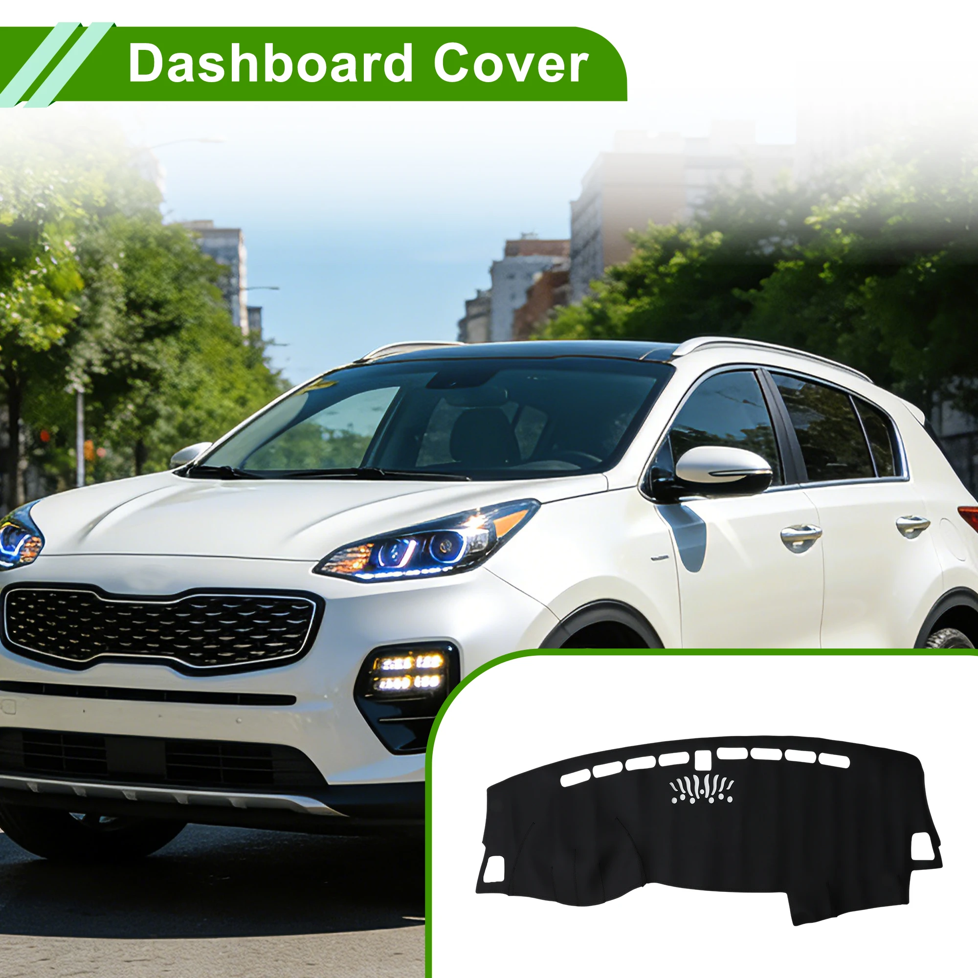 

Накладка на приборную панель UXCELL для KIA KX5 2016-2017 без HUD, кожаная, черная, 1 шт.