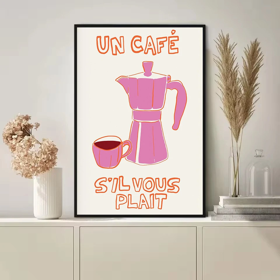 Modern Trendy Espresso Good Morning Coffee Kitchen Food Abstract Illustration Poster Canvas Painting Wall Art Picture Home Decor