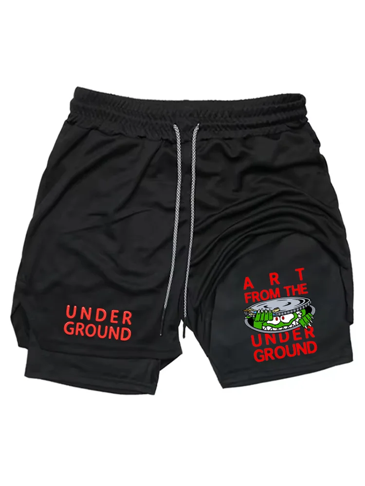 

Мужские спортивные шорты 2-в-1, быстросохнущие спортивные шорты с карманом для телефона, летние шорты для фитнеса и бега WX049