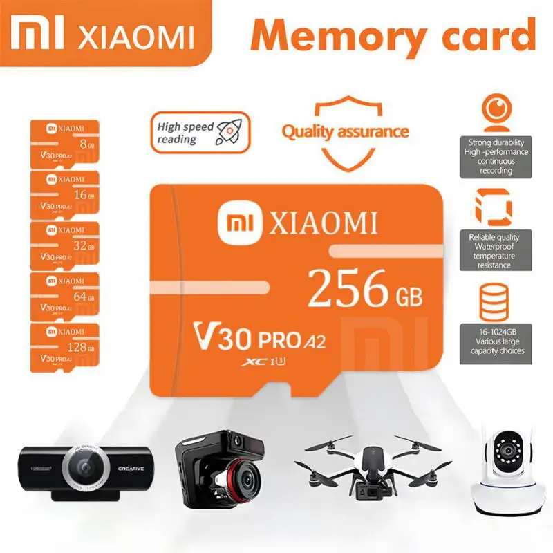 XIAOMI-tarjeta De Memoria Micro V60 SD/TF De 2TB, Clase 10 De alta velocidad, 512GB, almacenamiento De datos para teléfono/cámara/juegos