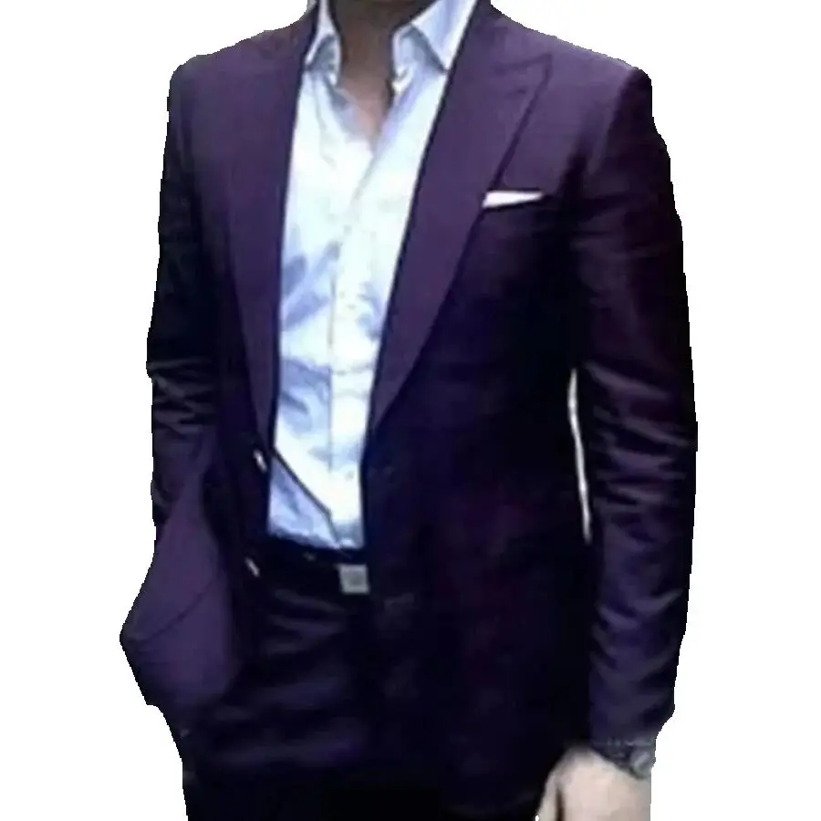 

Мужской костюм-смокинг темно-фиолетового цвета 2026: пиджак и брюки, приталенный крой, для жениха, свадьбы, выпускного вечера, Terno Masculino (пиджак+брюки), Costume Homme