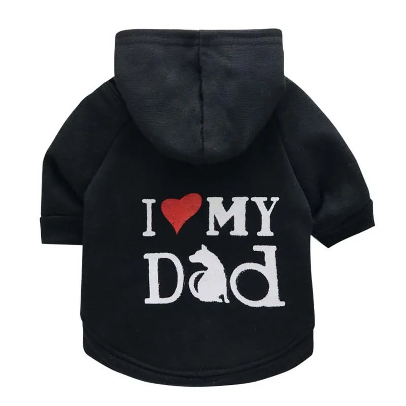 Winter Dog Clothes I Love My Dad Dog Coat Fleece Warm Puppy Jacket Pet Hoodies For Chihuahua Yorkie French Bulldog Pet Clothing