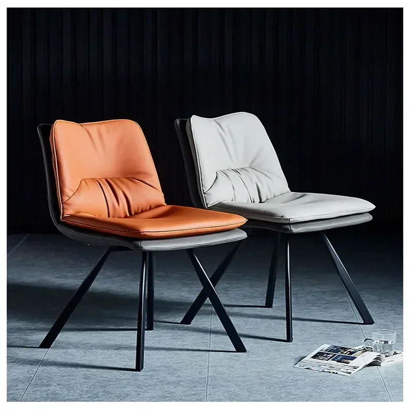Chair, Nordic Luxury Double-layer Fabric Dining Chair, Modern Simple Dining Back Carbon Steel Leg Dining Co Chaises Salle Manger