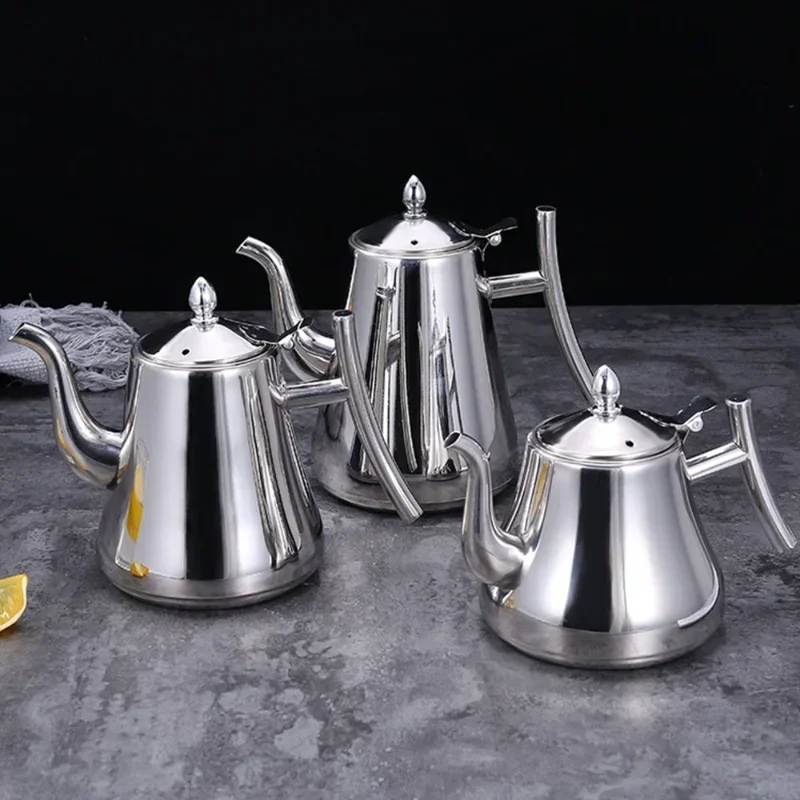 1.0L/1.5L/2.0L Teapot Stainless Steel Water Teapot Induction Cooktop Teapot Drinks with Removable Filler Kitchen Accessories