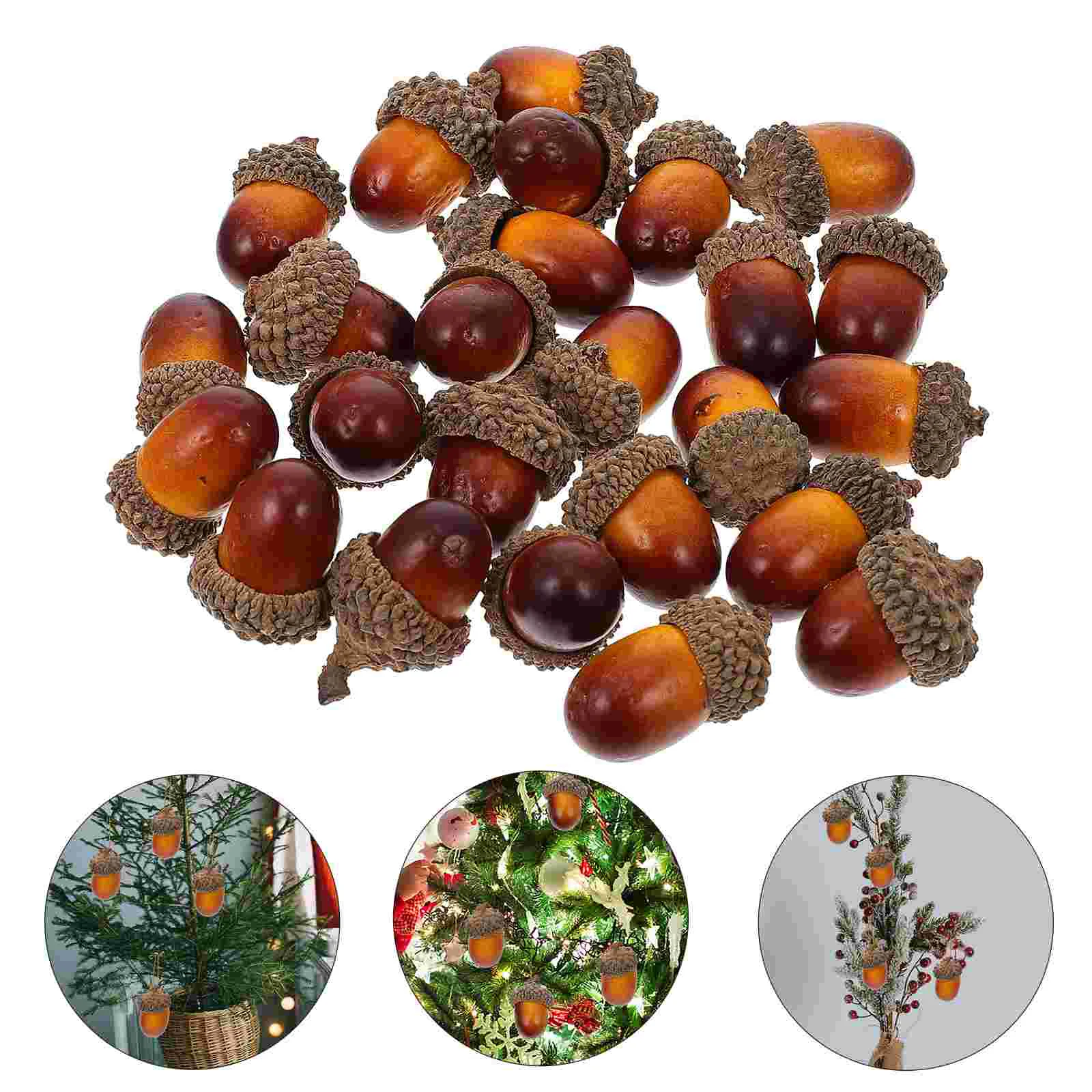 25 Pcs Halloween Fruit Artificial Acorn Harvest Decor Vase Fall Decorations for Home Foam Thanksgiving