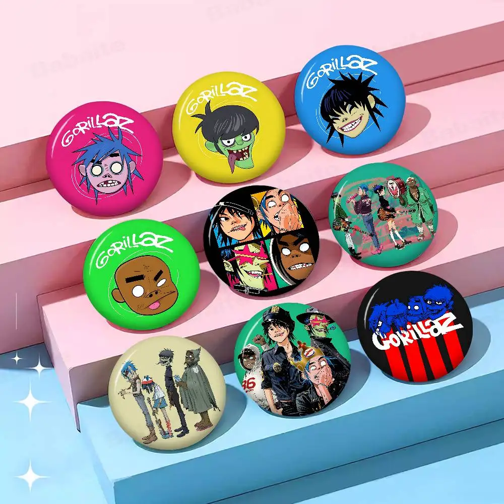 Band B-Gorillaz 58mm Cute Anime Figure Icon Badge Handmade Tinplate Brooch for Backpack Clothes Chest Ornament Gifts