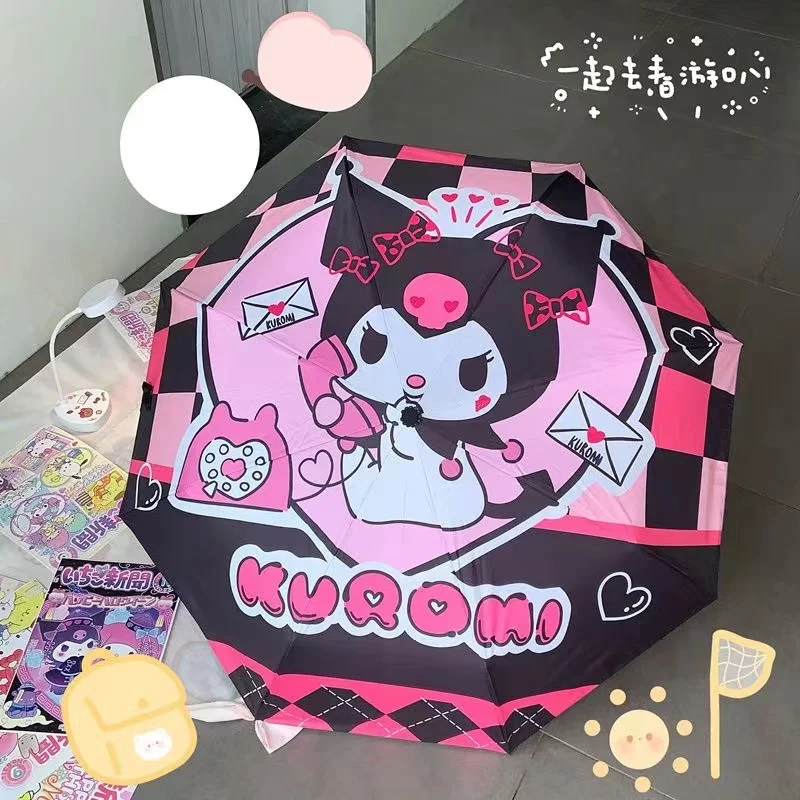 Sanrio ร่มอัตโนมัติสีม่วง kulomi, ร่มพับสองวัตถุประสงค์การป้องกันรังสีอัลตราไวโอเลต