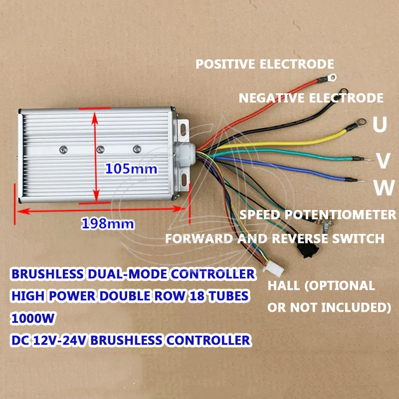 DC12V-24V Three Phase Brushless Motor Driver 55A 1000W DC Speed Control Regulator DIY Fitting