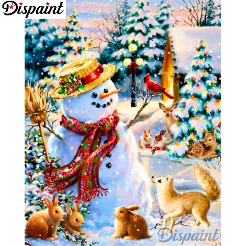 

Dispaint Full Square/Round Drill 5D DIY Diamond Painting "Snowman rabbit" Embroidery Cross Stitch 3D Home Decor A12965