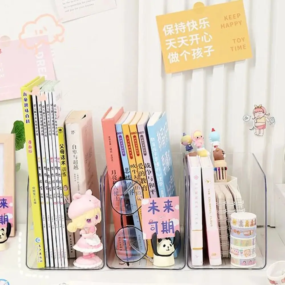Portable Acrylic Book Stand Transparent Free Combination Bookends U-shaped Book Organizer Home Office