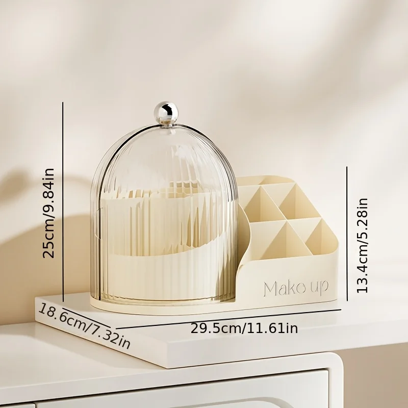 

A New 360-degree Rotating Make-up Organiser with A Dust-proof Transparent Lid. Designed Specifically for Organising Skincare