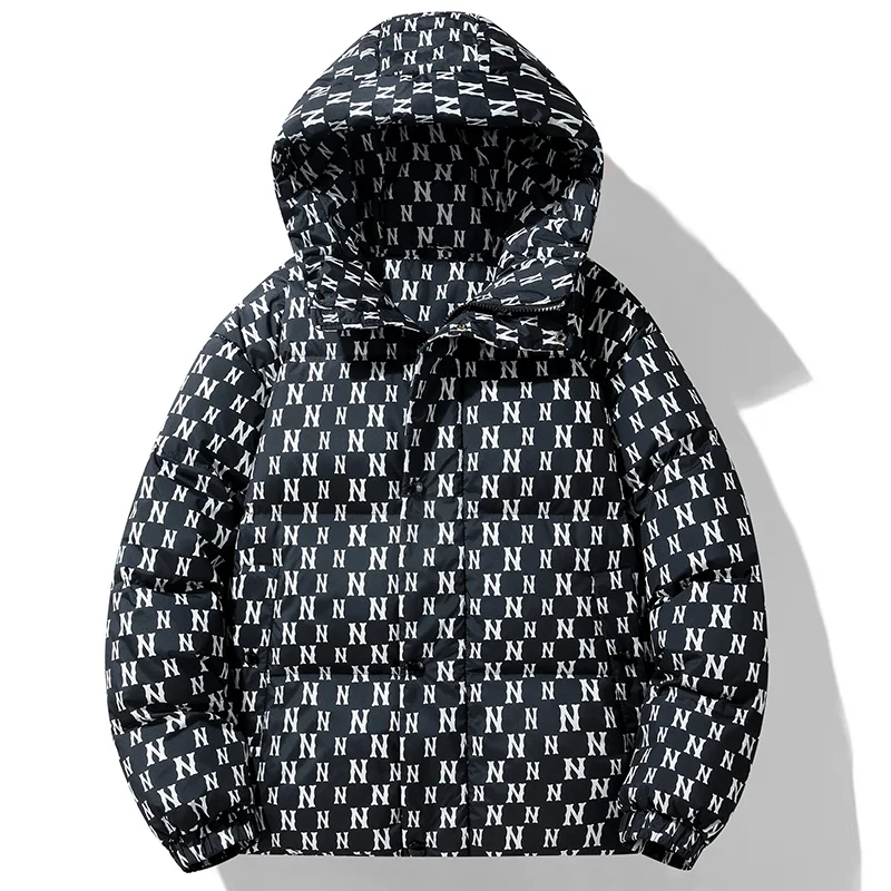 

ex Thiened Loose down Jaet Winter Outdoor Sport Climbing Hiking Ci Casual Daily White Du down Filling Letter Pattern