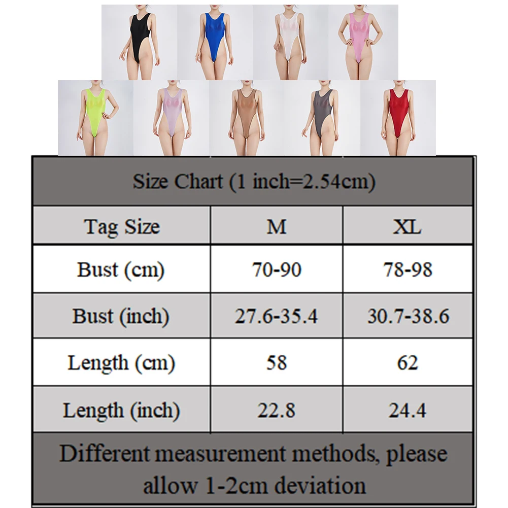Transparent Women\'s High Cut Bodysuits Swimsuit Thin Oily Glossy Sexy Sleeveless Jumpsuits Lingerie Female Tights