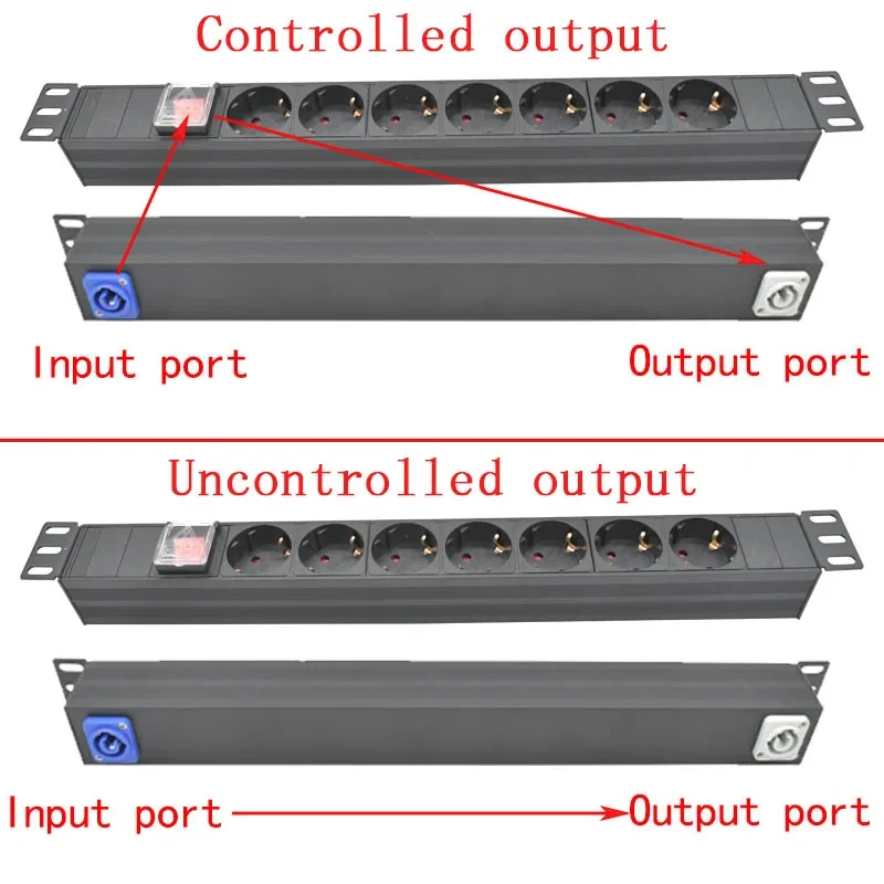 Imagem -03 - Power Strip Switcher Rede Cabinet Rack Schuko Powerlink Box Amplificador Porta de Áudio Tomada ue 19