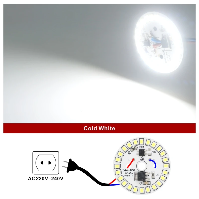 10pcs/lot LED Chip 3W 5W 7W 9W 12W for Light Bulb 90 Lumen/W 2835SMD Round Light Beads AC 220V-240V Bulb Chips Lighting Lamp