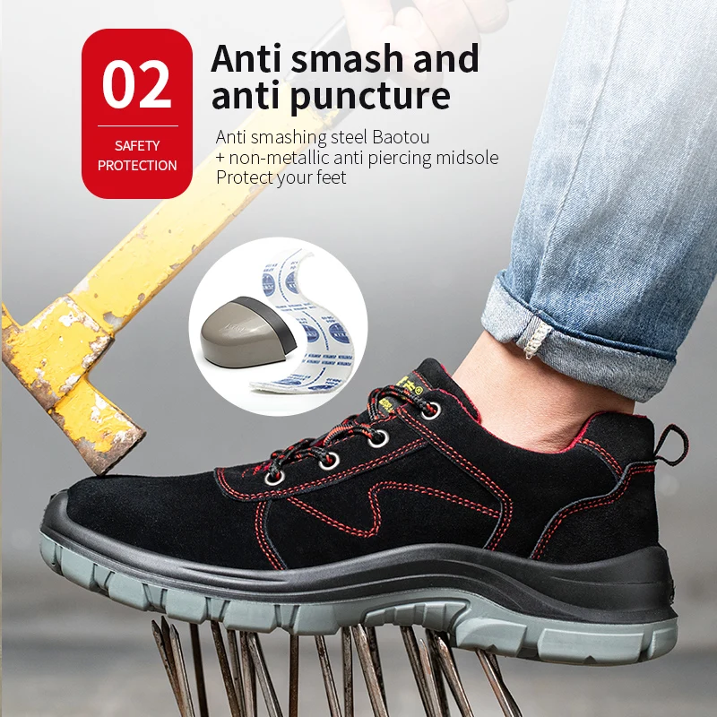 Safety Shoes Man for Work in Low Price with Steel Toe Work Wear Free Shipping Industrial Protection for the Feet Original