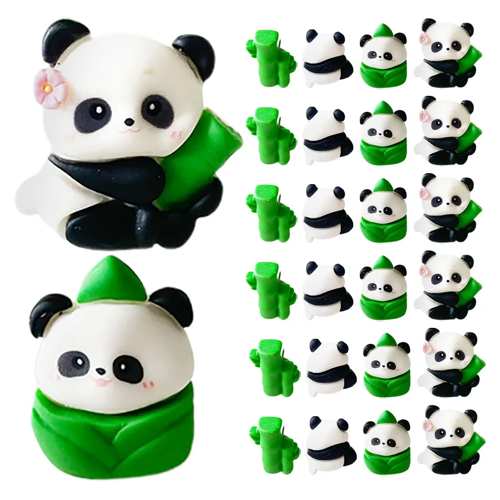 

40 Pcs Cartoon Panda Thumbtack Clear Tacks for Walls Aesthetic Bulletin Board Black Push Pins Resin Cat