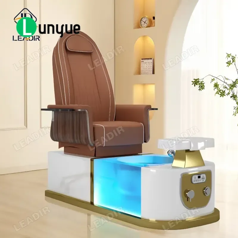 Modern PU Leather Electric Pedicure Chair with Drainage Pump Luxury Foot Spa Massage Seat for Nail Beauty Equipment