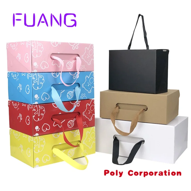 

Custom Custom Logo Foldable Beige Pink Wig Hair Salon Eyelash Jewelry Paper Baby Shoes Box Carton With Hapacking box for small