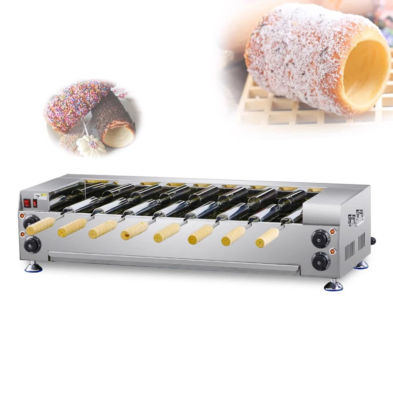 220V 110V Chimney Cake Oven Roll Grill Machine Stainless Steel Bread Roll Ice Cream Cone Kurtos Kalacs Waffle Maker