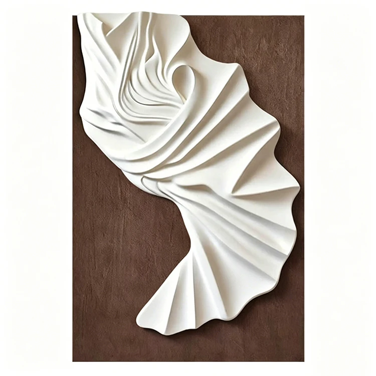 %S_ Handmade 3D MDF Carved Wall Art Abstract Fold Wave Relief Wall Hanging for Entryway Living Room Home Interior Wall Decor