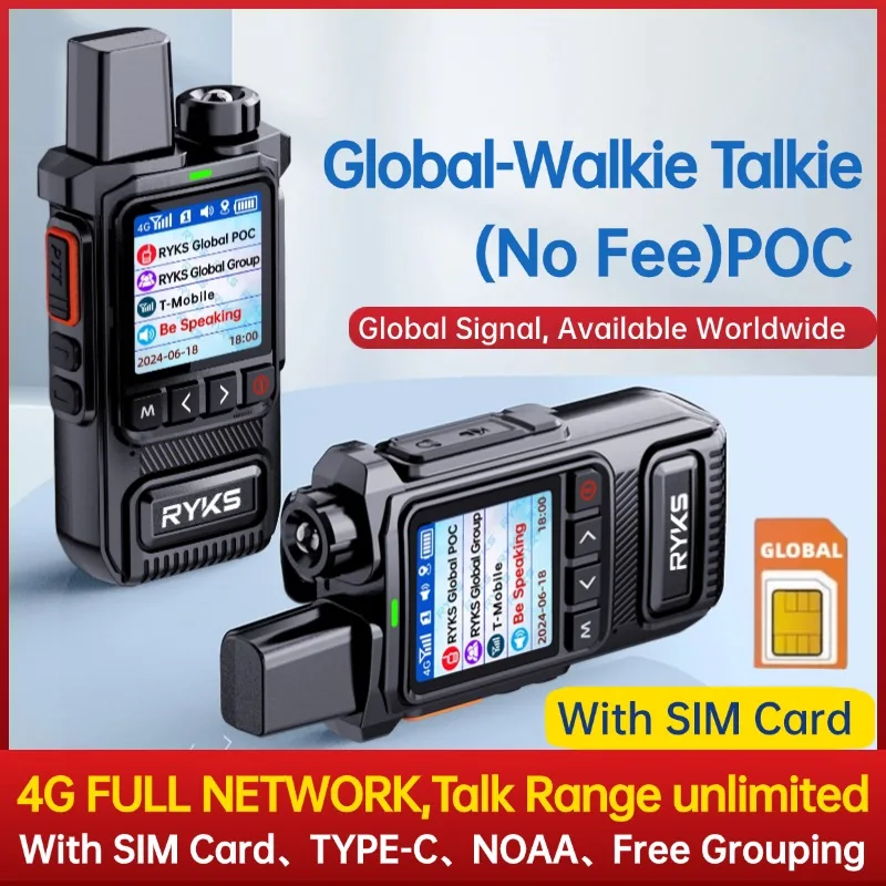 Poc Radio Global 4G Walkie Talkie 5000Km Long Range Camping Two Way Ham Radio Incompatible Zello Dmr Baofeng Uv5R Quansheng Tk11