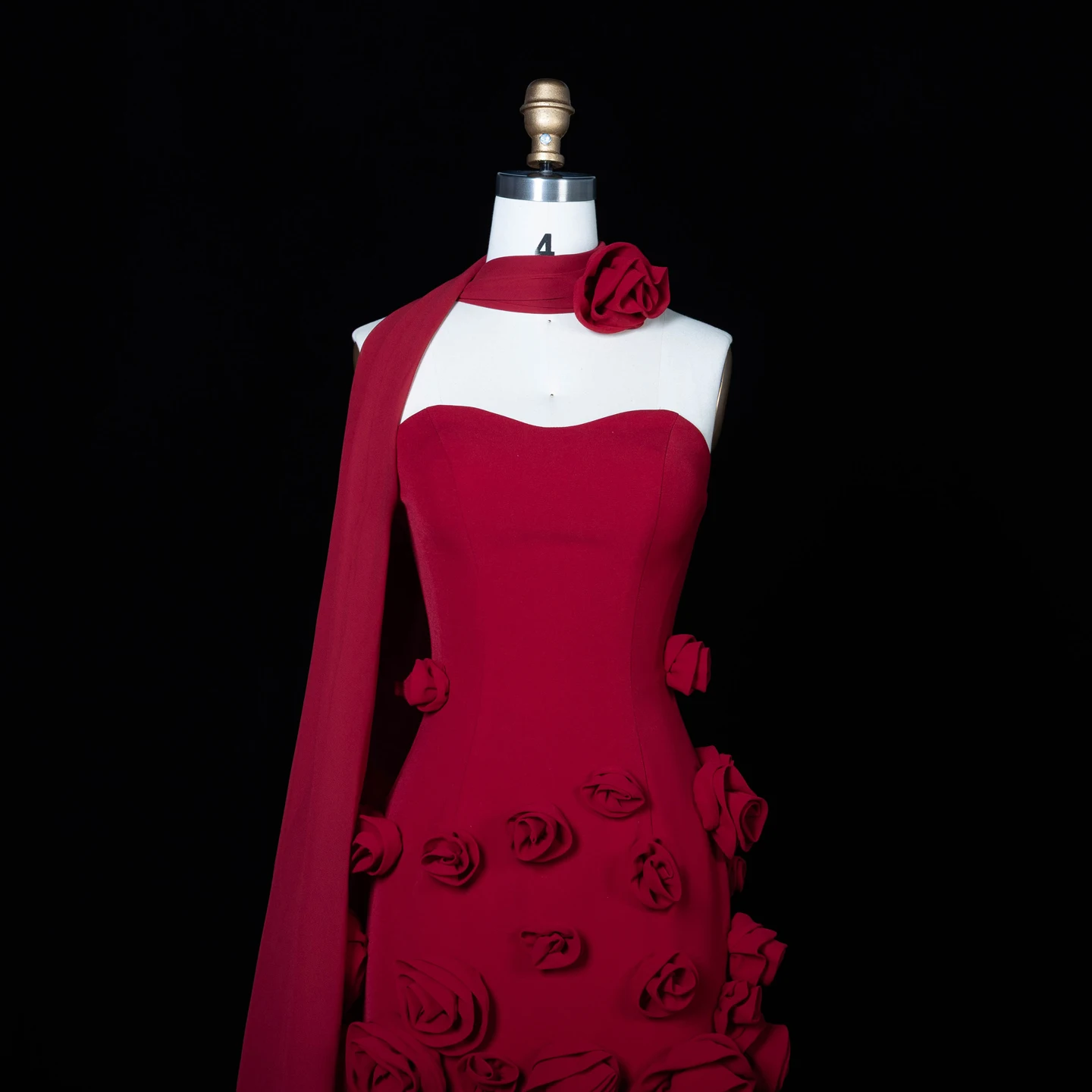 Sharon Said Dubai Elegante Burgunderrote Blumen-Abendkleider mit Langem Seitenschlitz 2026 Hochzeit Formelles Mädchen-Partykleid SS207 Maßanfertigung – Detail 15