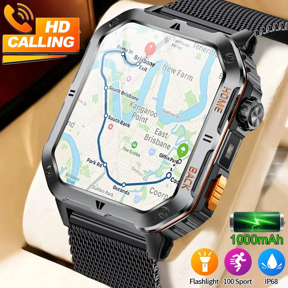 

New Military Outdoor 1000 mAh Battery Smart Watch Men GPS Sports Heart Rate 3ATM Waterproof BT Calling Smartwatch Man For xiaomi